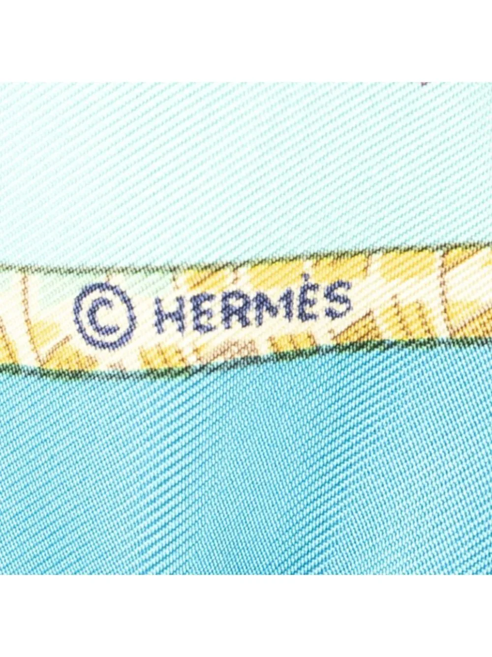 ★SOLD★ Hermes Scarf Teal Gold Pink Silk - Picture 4 of 5